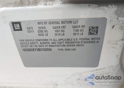 2011 Cadillac Cts Luxury из США, поврежденный, VIN 1G6DG5EY2B0152604